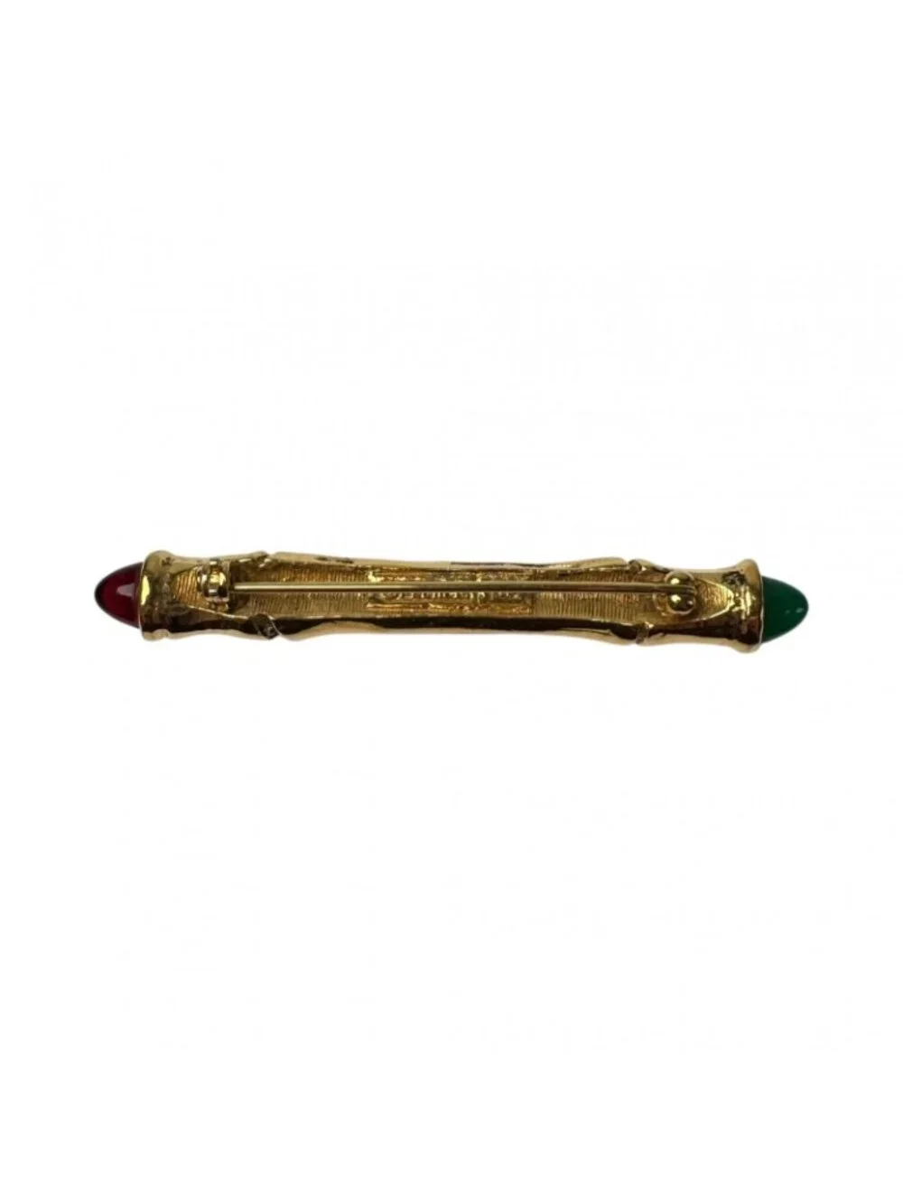 Chanel Bamboo Brooch Gripoix Color Stone Vintage